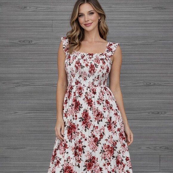 Coco And Shay Dresses & Skirts - Elegant Floral Maxi Dress in Pink and Red